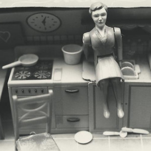 Woman/ Kitchen/ Sitting on Sink