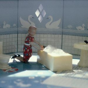 New Bathroom/ Woman Kneeling/ First View