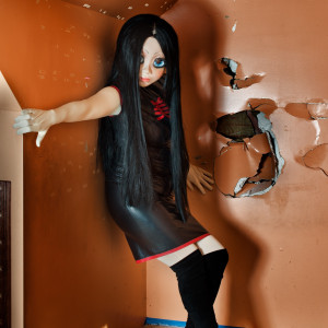 Brunette/Black Dress/Orange Room