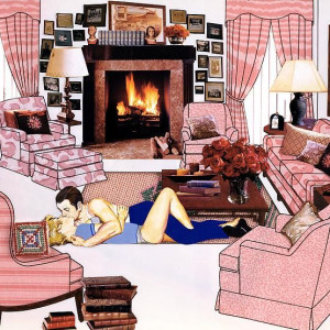 The Instant Decorator (Coral Room with Fireplace)